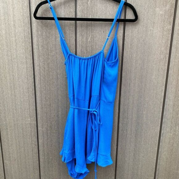 Flynn Skye Blue Wrap‎ Shorts Romper - Picture 4 of 9